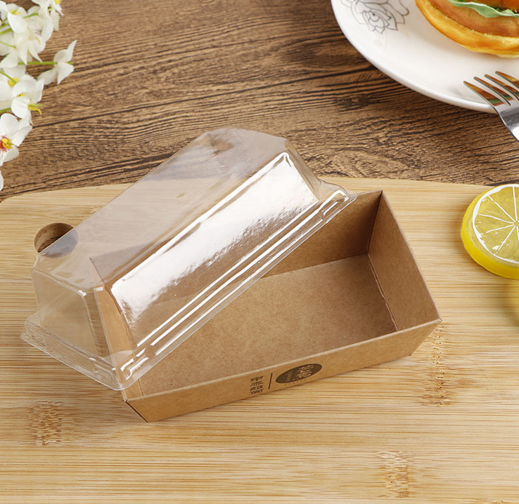 Kraft Salad Sushi Paper Box with Plastic Lid