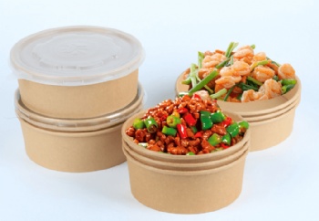 Disposable kraft paper take out salad bowl with lid
